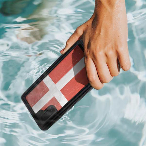 Denmark Flag Distressed Galaxy Note 10 Waterproof Case